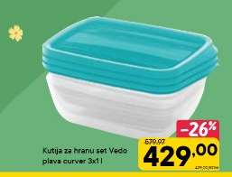 Kutija za hranu set Vedo plava curver 3x1