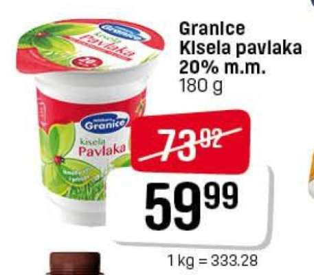 Granice kisela pavlaka 20% m.m.