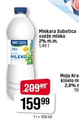 Mlekara Subotica sveže mleko 2% m.m.