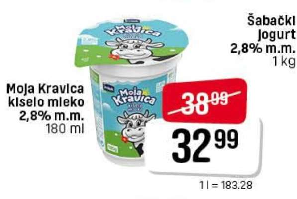 MOJA KRAVICA KISELO MLEKO 2.8 % m.m.