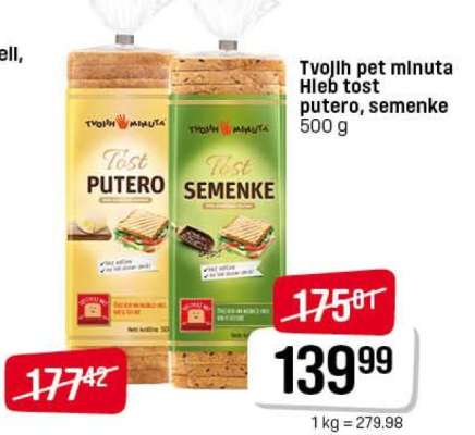 Tvojih pet minuta Hleb tost putero, semenke