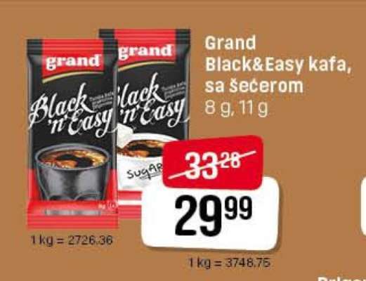 Grand Black&Easy kafa, sa šećerom