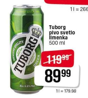 Tuborg pivo svetlo limenka 500 ml