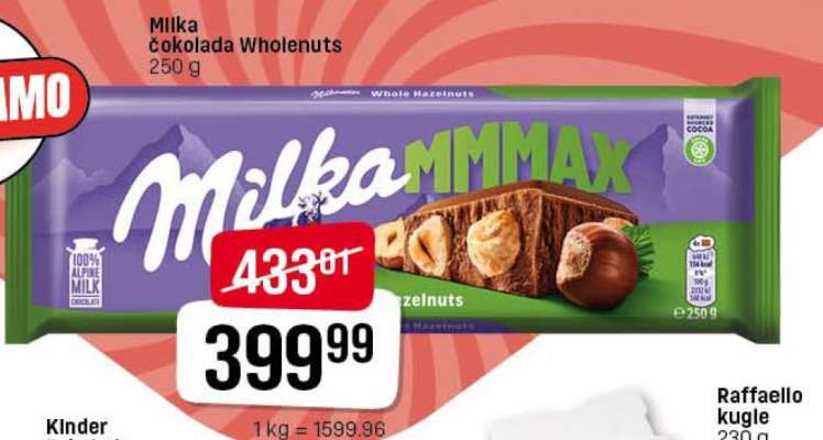 Milka čokolada Wholenuts