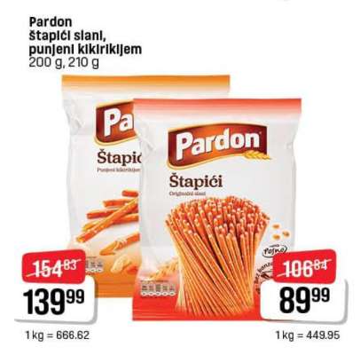 Pardon štapići slani, punjeni kikirikijem 200 g