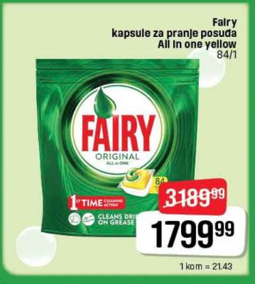 Fairy kapsule za pranje posuđa all in one yellow