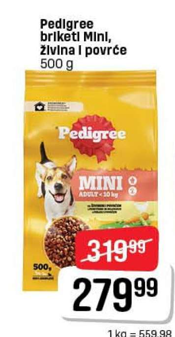 Pedigree briketl Mini, žlivna l povrće