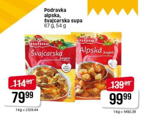 Podravka alpska, švajcarska supa