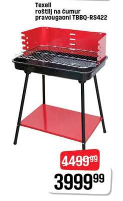 Texell roštilj na čumur pravougaoni TBBQ-RS422