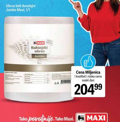 Ubrus beli dvoslojni Jumbo Maxi 1/1