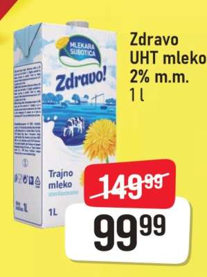 Zdravo UHT mleko 2% m.m. 1 l