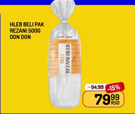 Hleb Beli Pak Rezani 500g Don Don