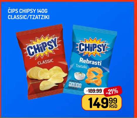 Čips Chipsy 140g Classic/Tzatziki