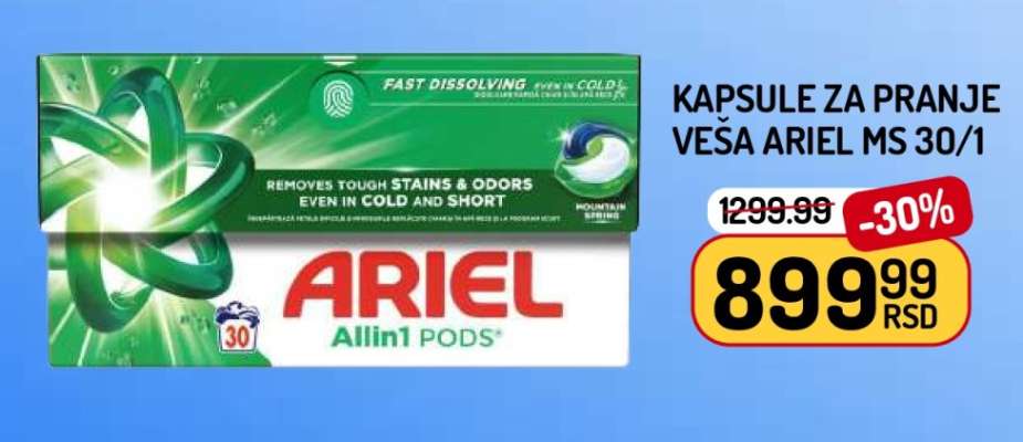 KAPSULE ZA PRANJE VEŠA ARIEL MS 30/1