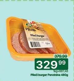 Piščí burger Perutnina 480g