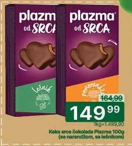 Keks srce čokolada Plazma 100g