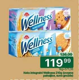 Keks integralni Wellness 210g