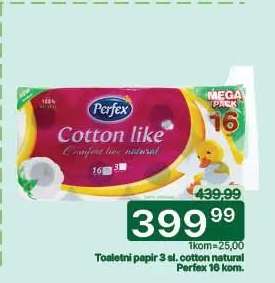 Toaletni papir 3 sl. cotton natural Perfex 16 kom.
