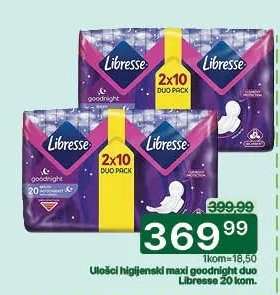 Uložci higijenski maxi goodnight duo Libresse 20 kom.