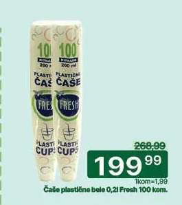 Čaše plastične bele 0,2l Fresh 100 kom.