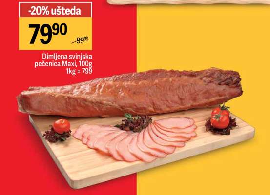 Dimljena svinjska pečenica Maxi , 100g