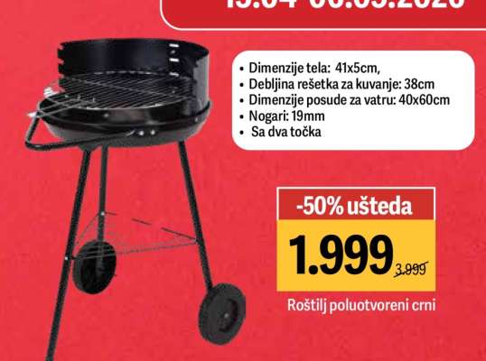 Roštilj poluotvoreni crni