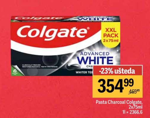 Pasta Charcoal Colgate, 2x75ml