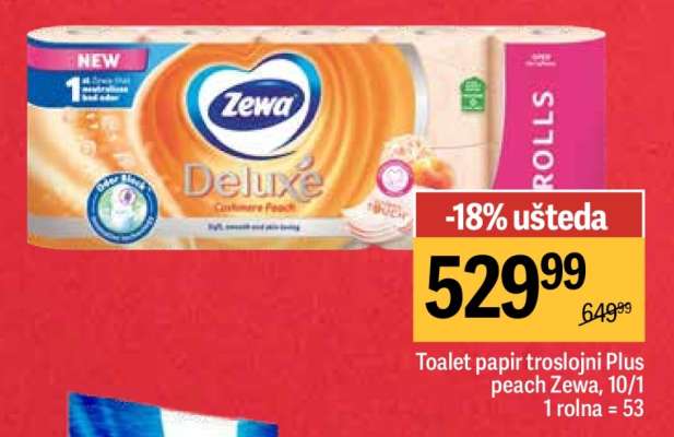 Toalet papir troslojni Plus peach Zewa 10/1