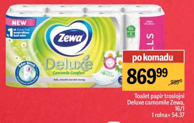 Toalet papir troslojni Deluxe camomile Zewa, 16/1