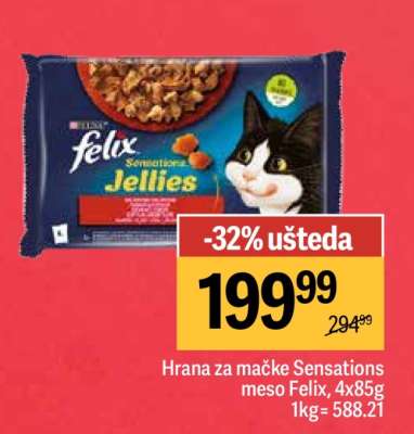 Hrana za mačke Sensations meso Felix, 4x85g
