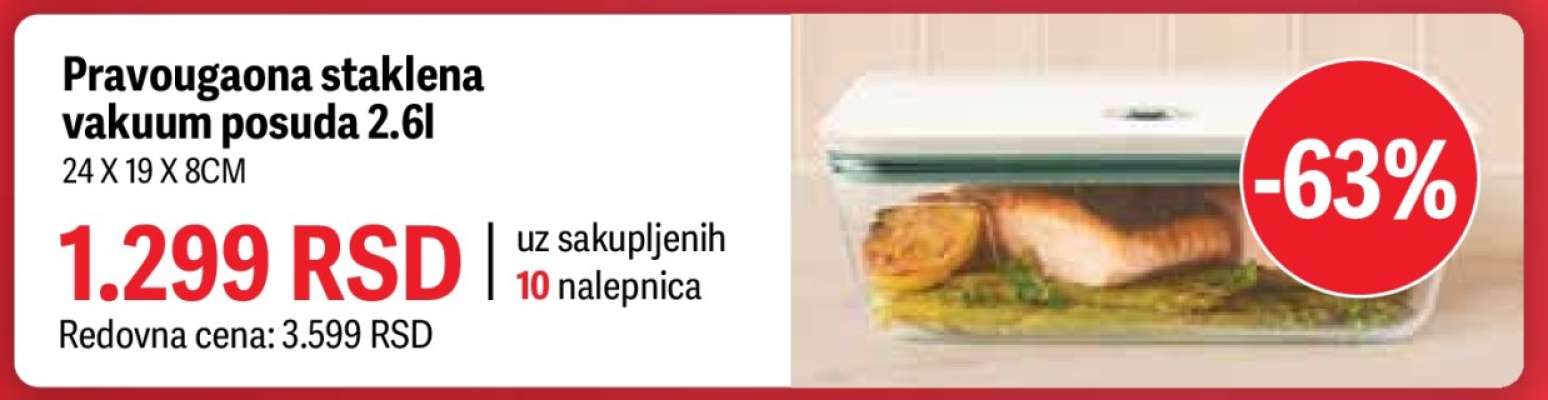 Pravougaona staklena vakuum posuda 2.6l