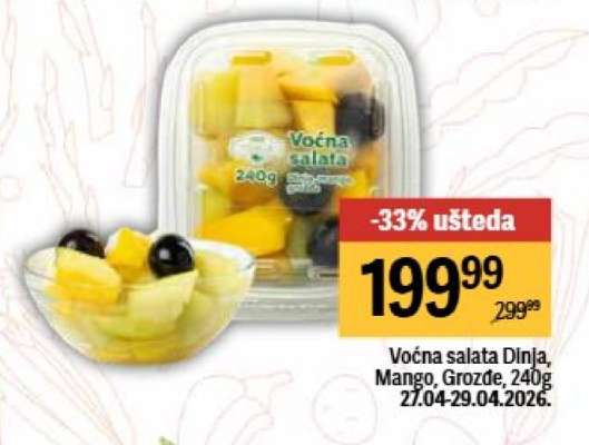Voćna salata Dinja, Mango, Grozde, 240g