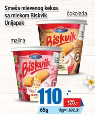 Smeša mlevenog keksa sa mlekom Biskvik Unijapak