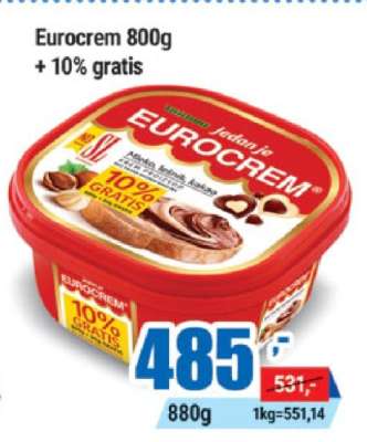 Eurocrem 800g + 10% gratis