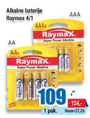Alkalne baterije Raymax 4/1