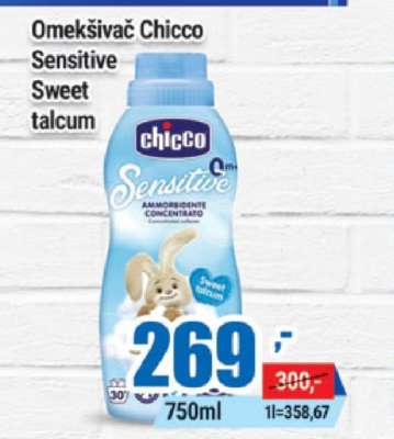 Omekšivač Chicco Sensitive Sweet talcum