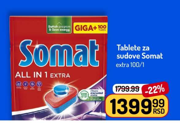 Tablete za sudove Somat extra 100/1