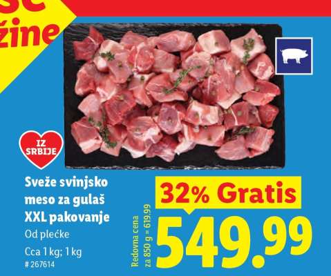 Sveže svinjsko meso za gulaš XXL pakovanje