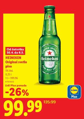 Heineken Original svetlo pivo