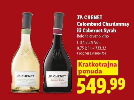 JP. CHENET Colombard Chardonnay ili Cabernet Syrah