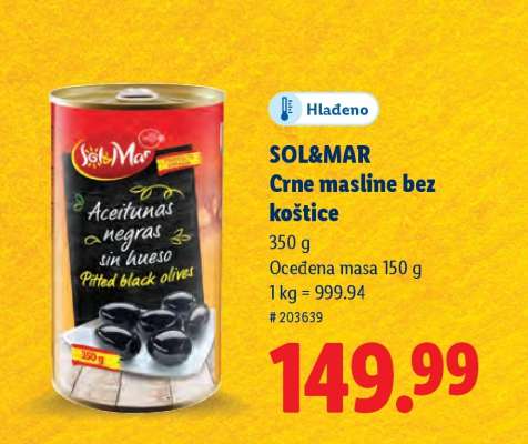 SOL&MAR Crne masline bez koštice