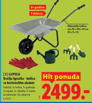 LUPILU Dečija igračka - kolica sa baštenskim alatom