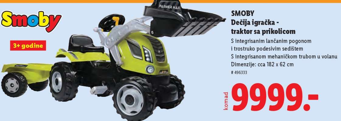 SMOBY Dečija igračka - traktor sa prikolicom
