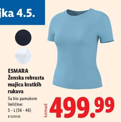 ESMARA Ženska rebrasta majica kratkih rukava