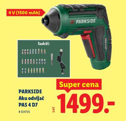 Parkside Aku odvijač PAS 4 D7