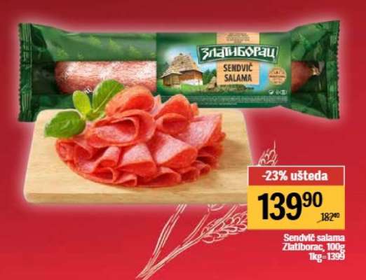 Sendvič salama Zlatiborac , 100g