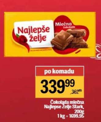Čokolada mlečna Najlepše želje Stark 200g