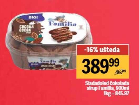 Sladoled Čokolada sirup Familia, 900ml