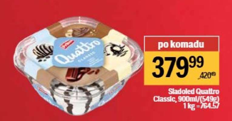Sladoled Quattro Classic, 900ml/(549g)