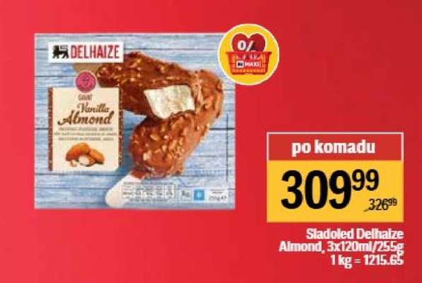Sladoled Delhaize Almond 3x120ml 255g